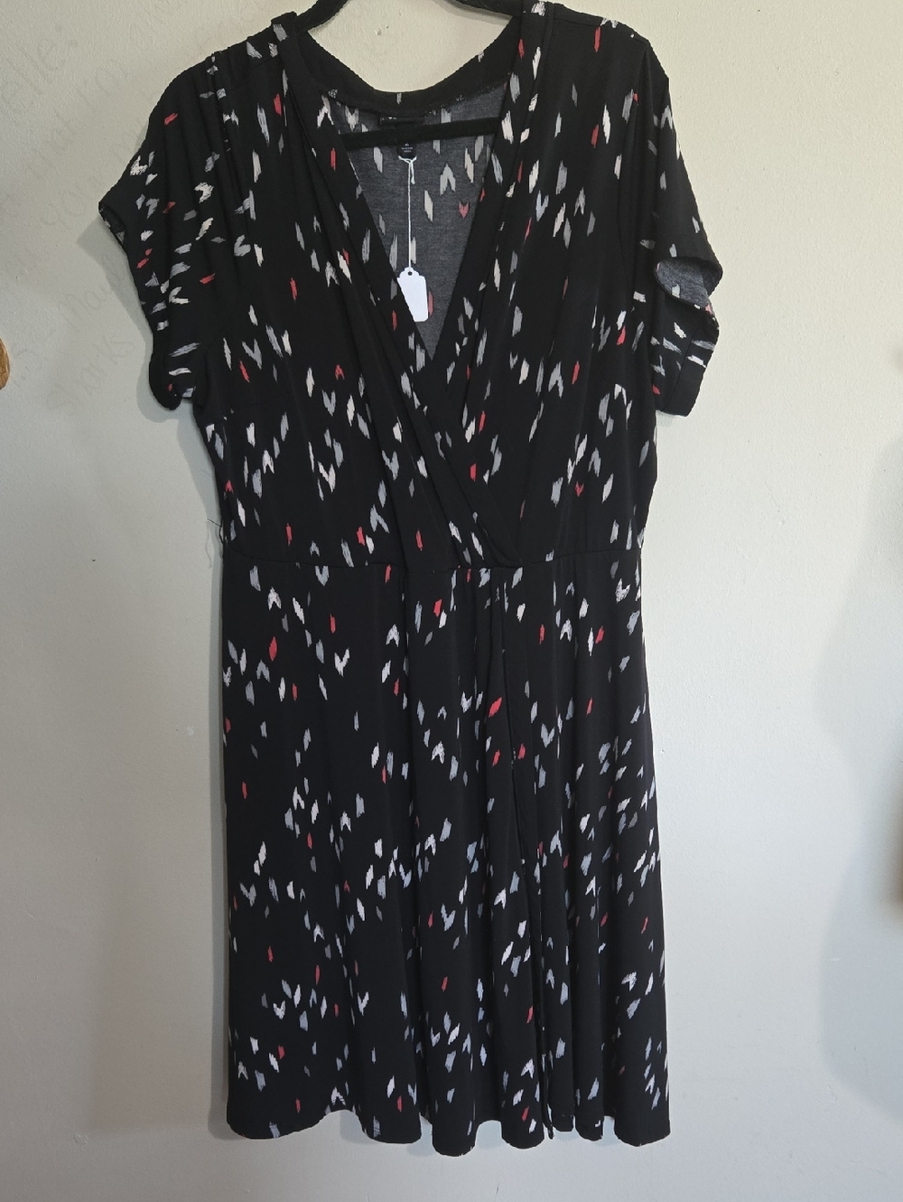 Torrid Black Faux Wrap Midi Dress Surplice Neckline Plus Curvy A-Line Elastic